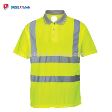 Promoção atacado barato aviso de segurança alta visibilidade amarelo motociclista polo t-shirt laranja reflexivo workwear